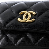 Twist Your Buttons Flap Belt Bag Quilted Caviar