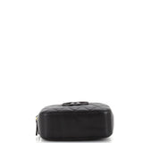 CC Top Handle Zip Around Vanity Case with Chain Quilted Caviar Small