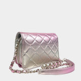 CHANEL Metallic Lambskin Like A Wallet Flap Golden Pink