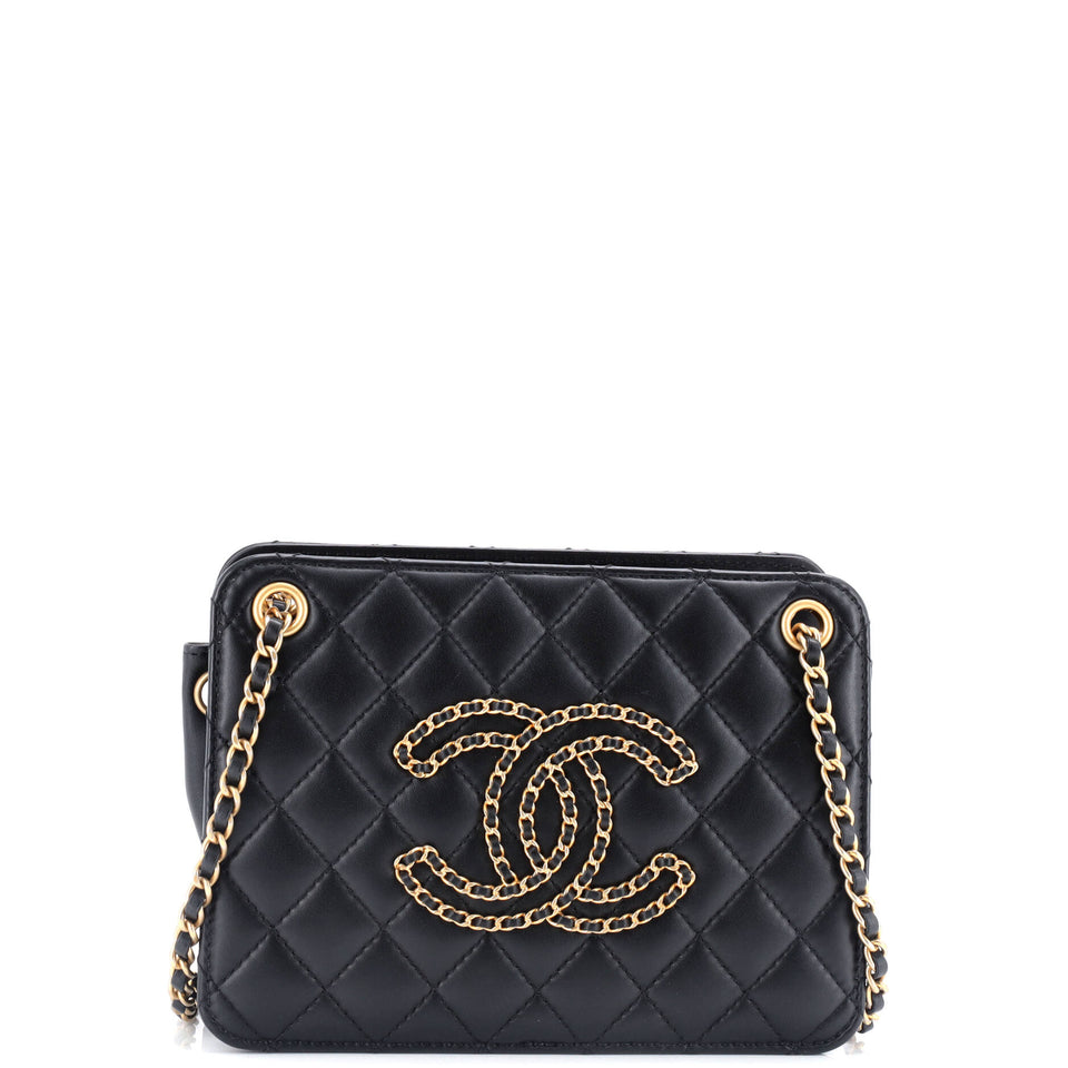 Once Upon a Time Chain CC Accordion Tote Quilted Calfskin Small