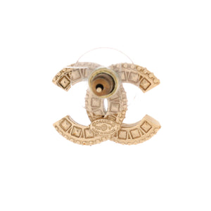 CC Stud Earrings Metal with Crystals