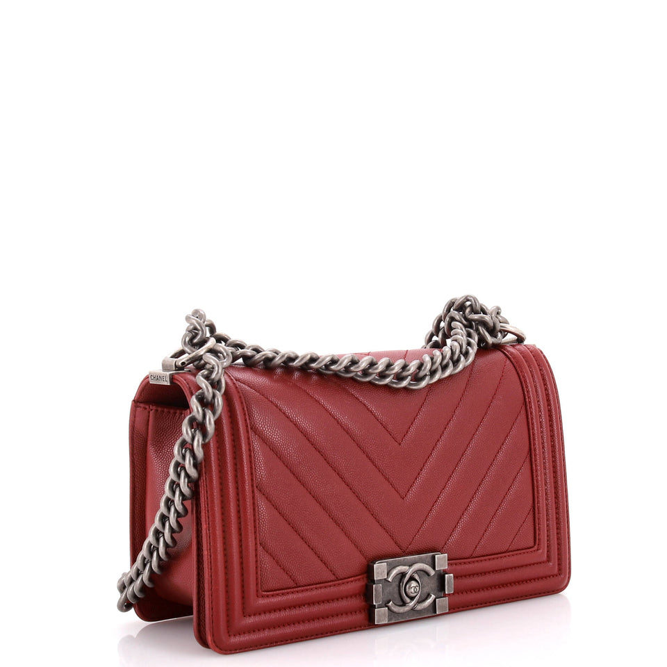 Boy Flap Bag Chevron Caviar Old Medium