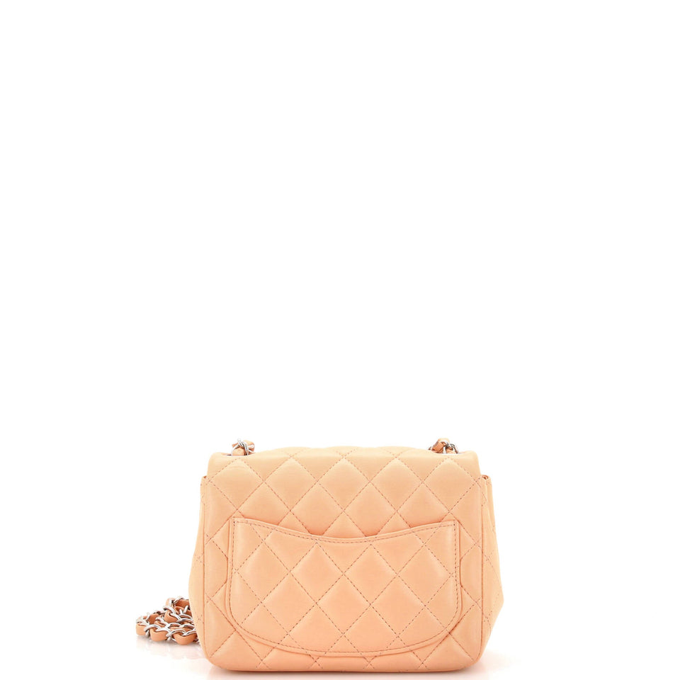Square Classic Single Flap Bag Quilted Lambskin Mini