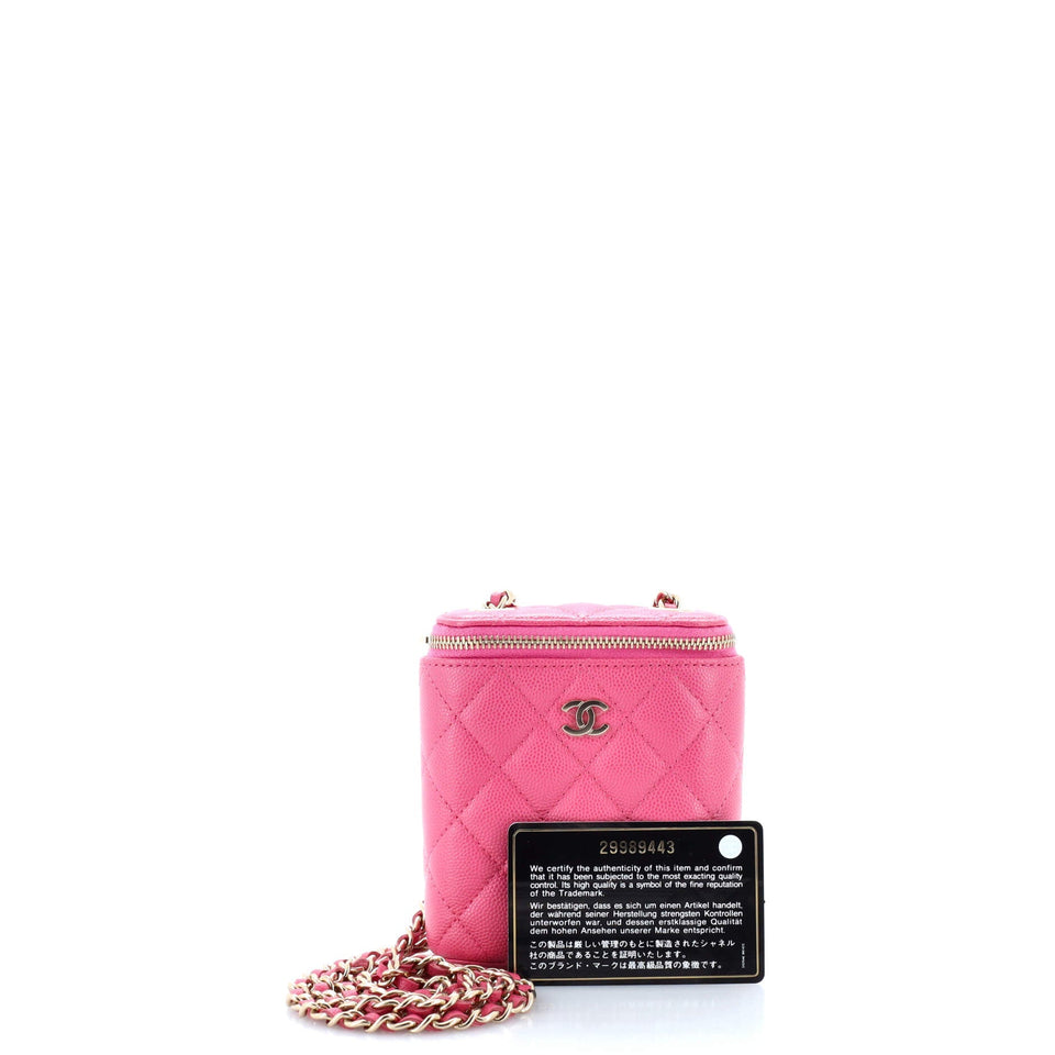 Vertical Classic Vanity Case with Chain Quilted Caviar Mini