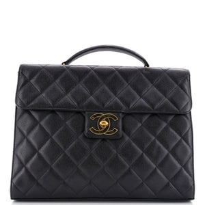 Vintage CC Briefcase Quilted Caviar Large