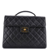 Vintage CC Briefcase Quilted Caviar Large