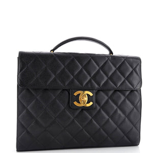 Vintage CC Briefcase Quilted Caviar Large