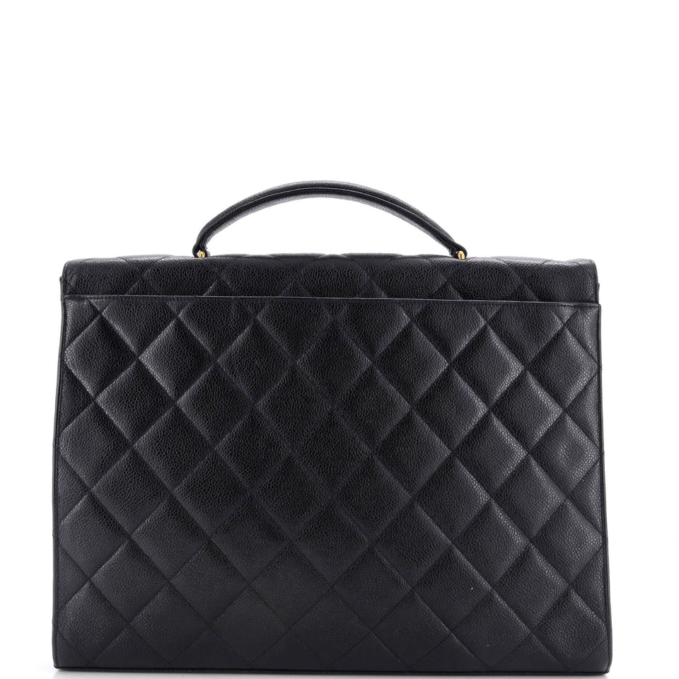 Vintage CC Briefcase Quilted Caviar Large