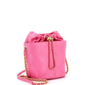 CC Drawstring Bucket Bag Quilted Caviar with Lambskin Small