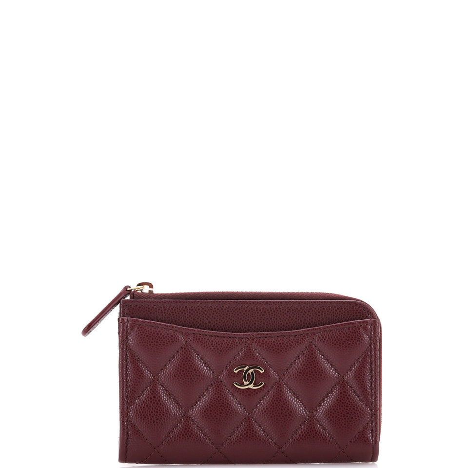 Zip Around Card Holder Quilted Caviar