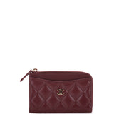 Zip Around Card Holder Quilted Caviar