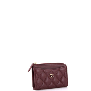 Zip Around Card Holder Quilted Caviar