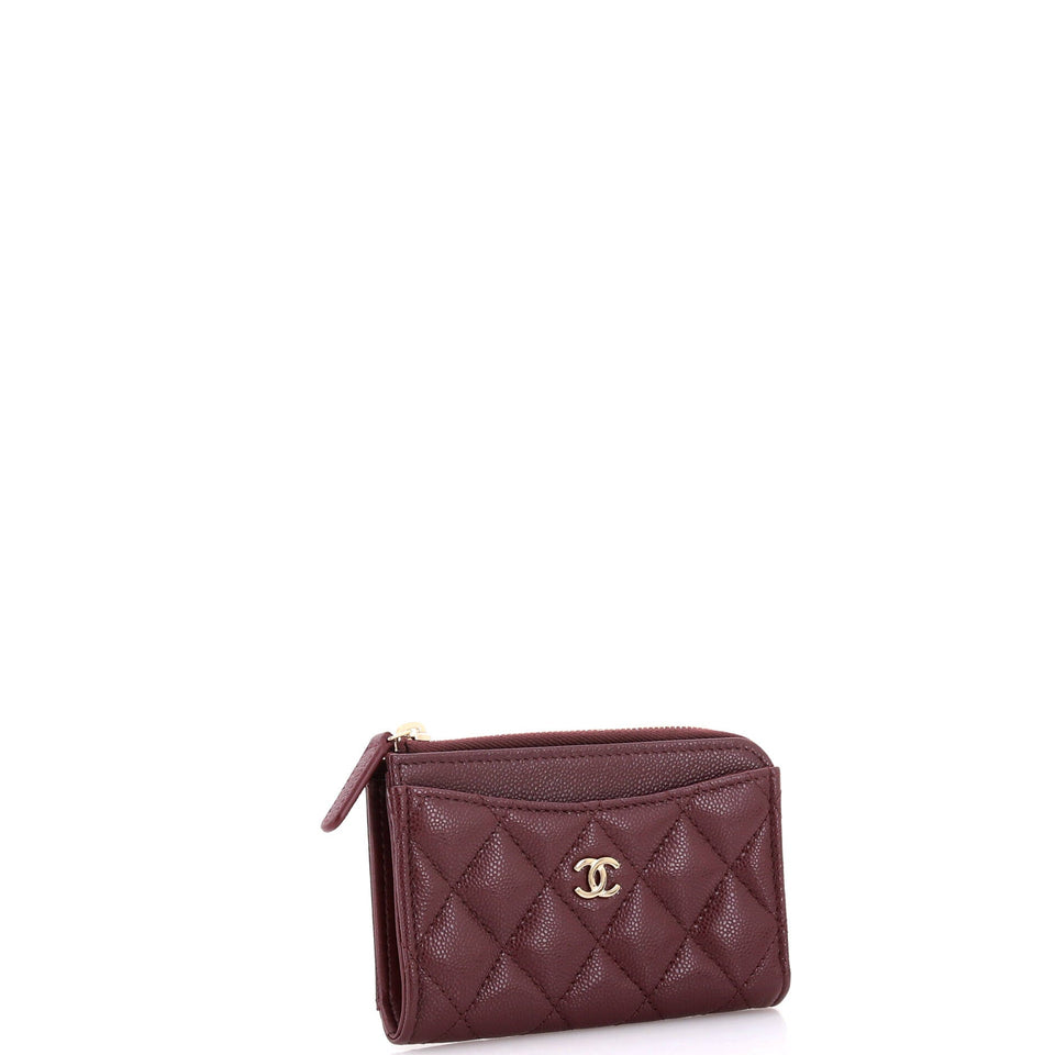Zip Around Card Holder Quilted Caviar