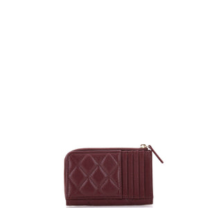 Zip Around Card Holder Quilted Caviar