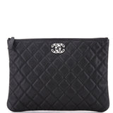 Woven Chain CC O Case Clutch Quilted Caviar Medium