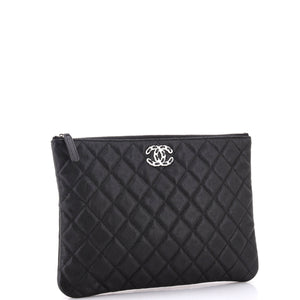 Woven Chain CC O Case Clutch Quilted Caviar Medium