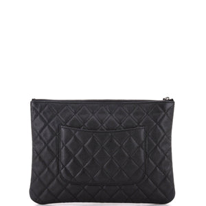 Woven Chain CC O Case Clutch Quilted Caviar Medium
