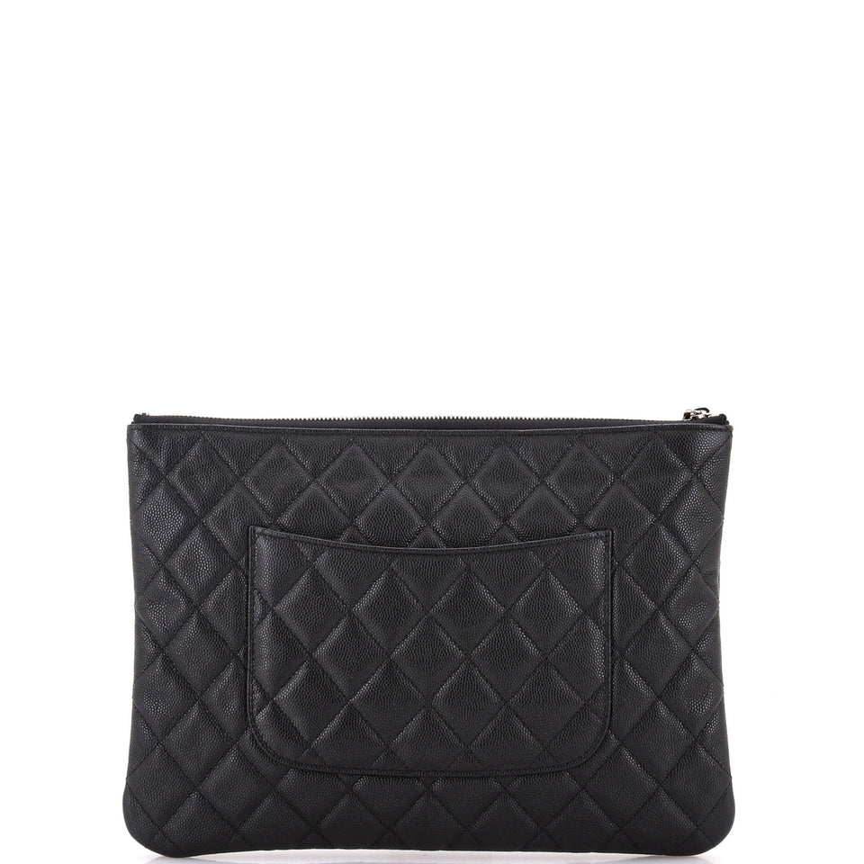 Woven Chain CC O Case Clutch Quilted Caviar Medium