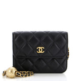 Pearl Crush Flap Clutch with Chain Quilted Lambskin Mini