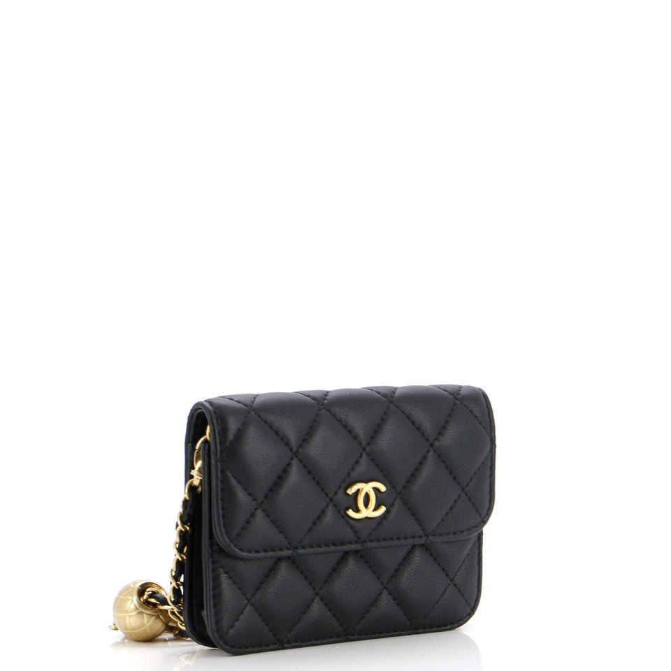 Pearl Crush Flap Clutch with Chain Quilted Lambskin Mini