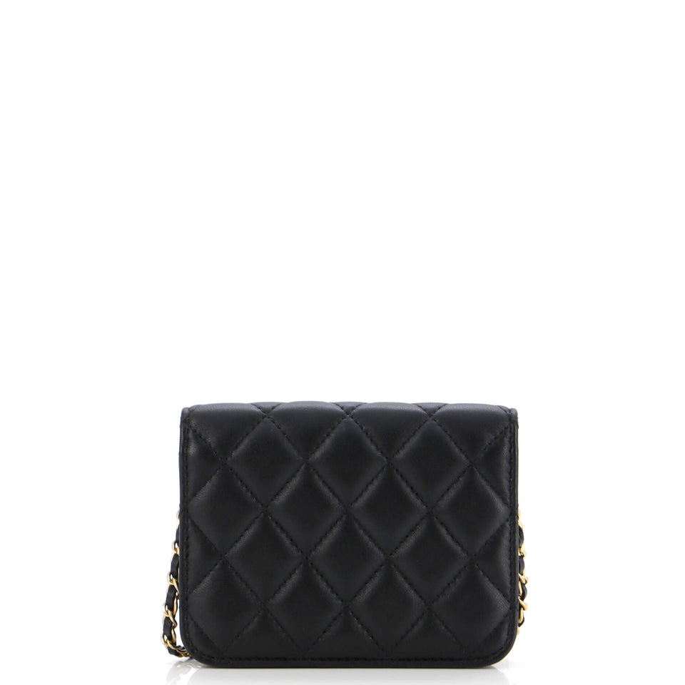 Pearl Crush Flap Clutch with Chain Quilted Lambskin Mini