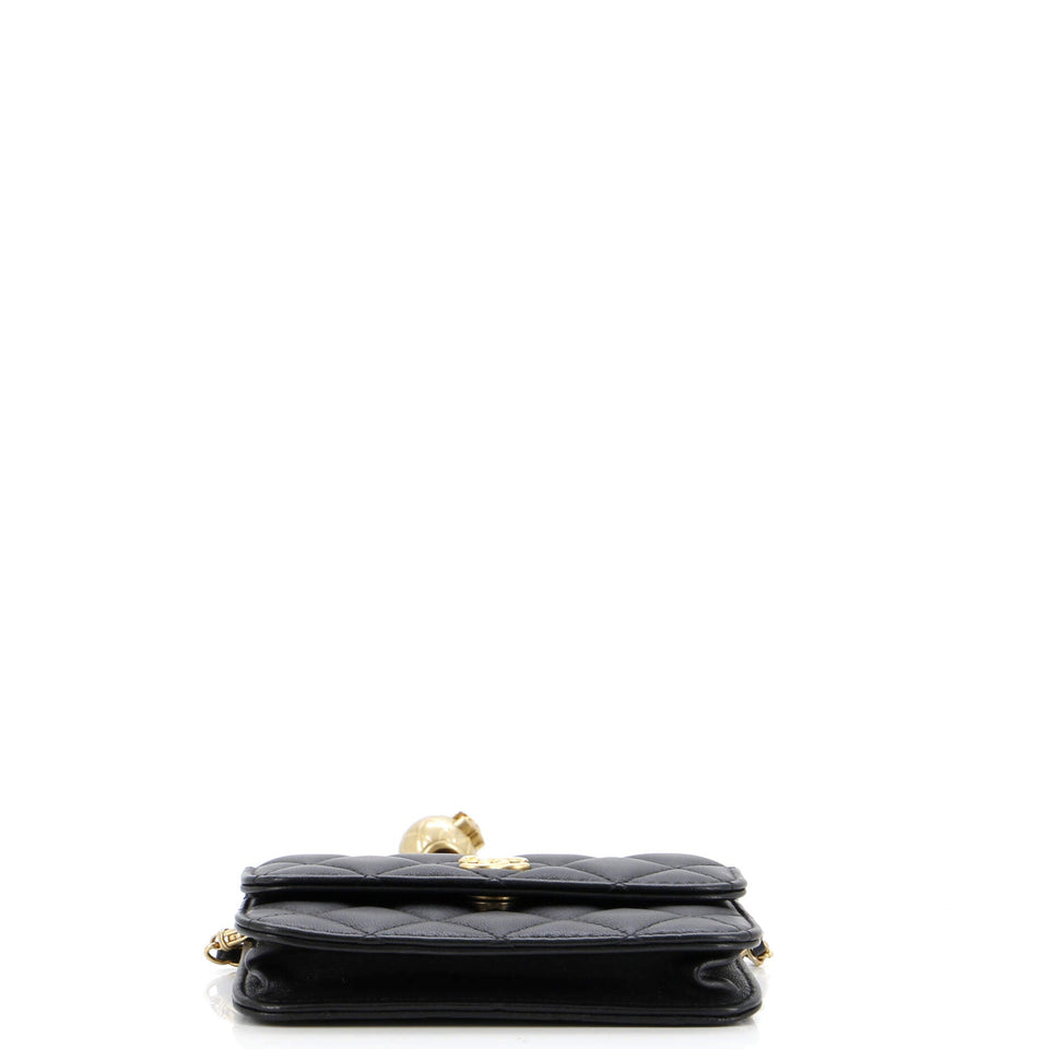 Pearl Crush Flap Clutch with Chain Quilted Lambskin Mini