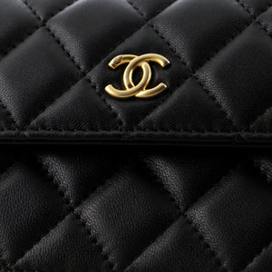 Pearl Crush Flap Clutch with Chain Quilted Lambskin Mini