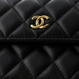 Pearl Crush Flap Clutch with Chain Quilted Lambskin Mini