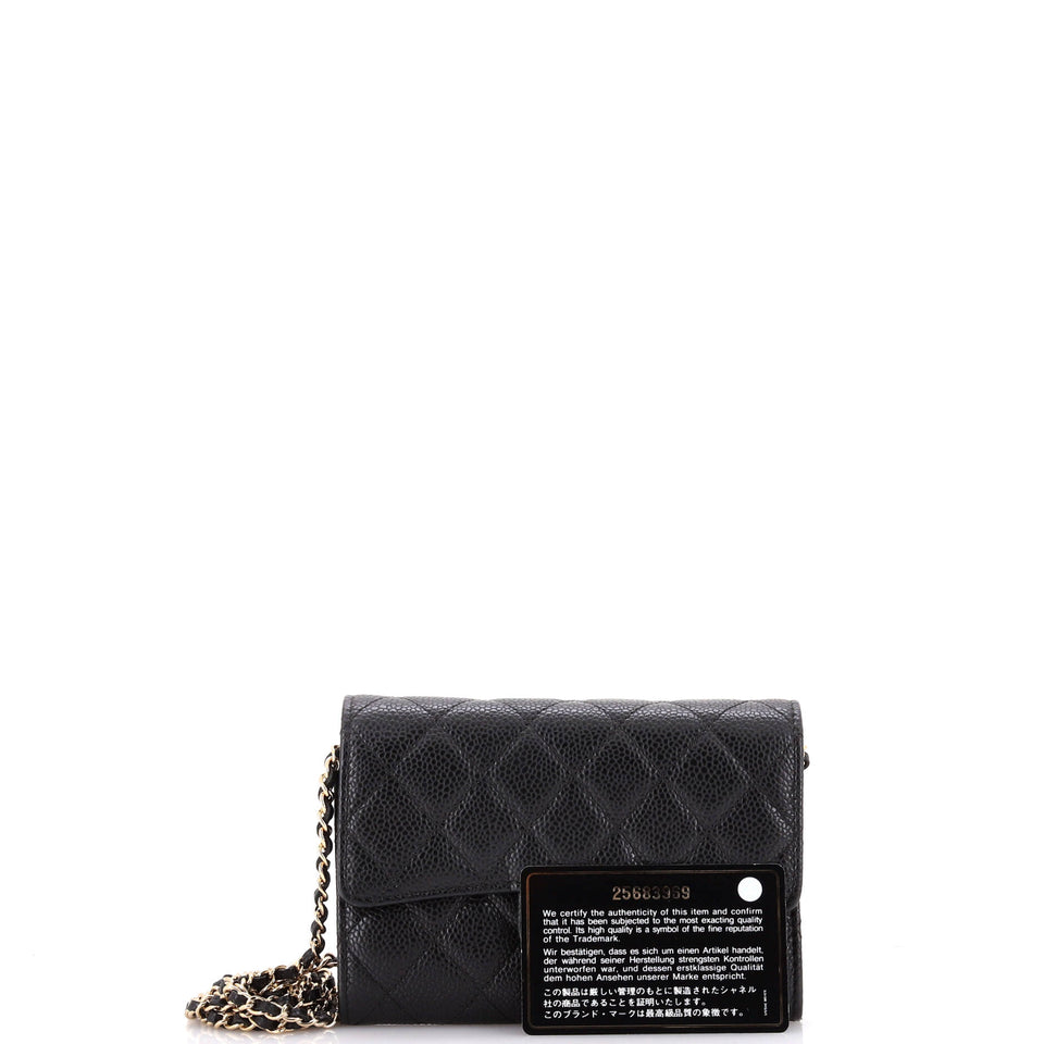 Classic Flap Wallet Crossbody Bag Quilted Caviar Mini