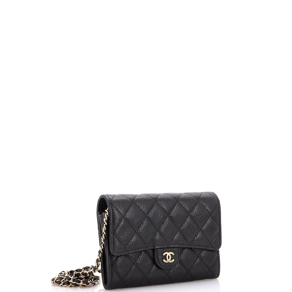 Classic Flap Wallet Crossbody Bag Quilted Caviar Mini