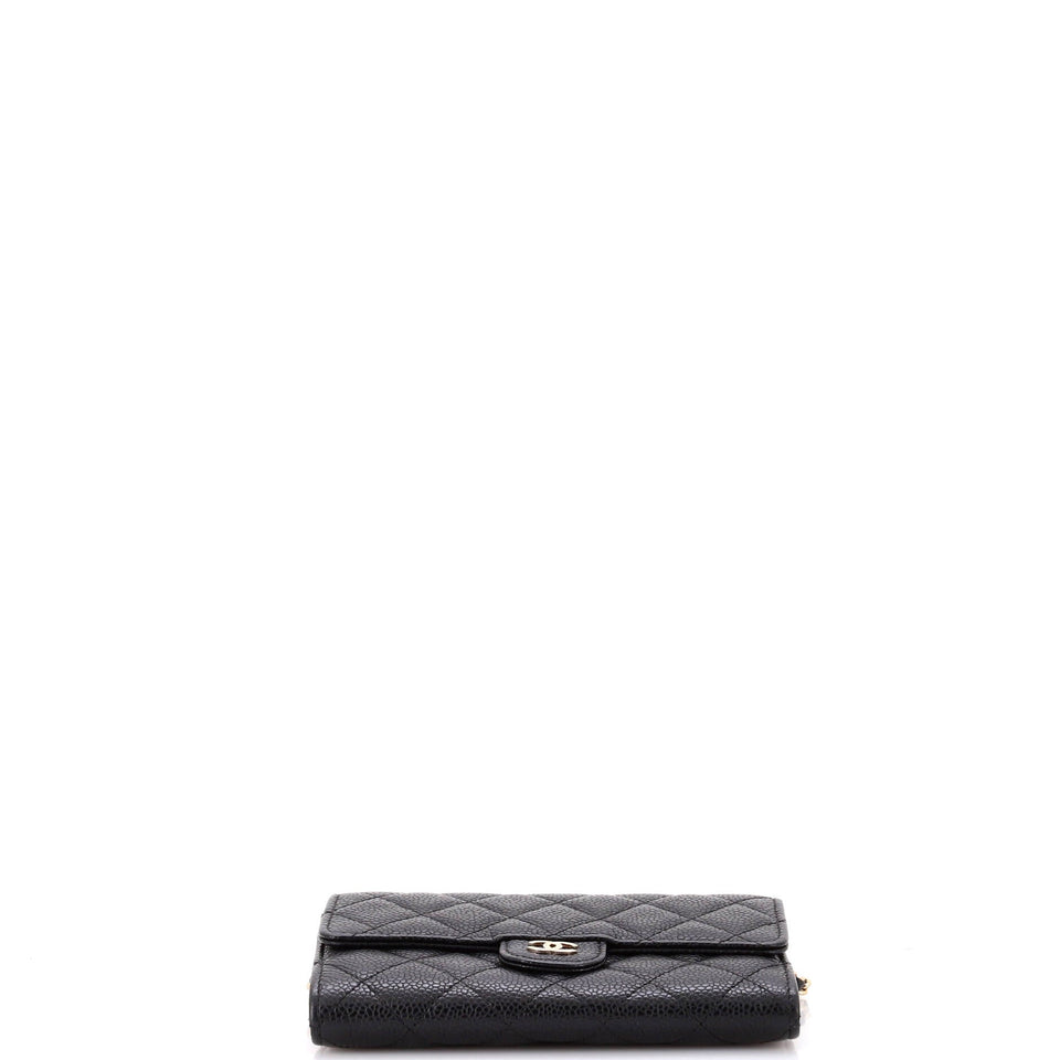 Classic Flap Wallet Crossbody Bag Quilted Caviar Mini