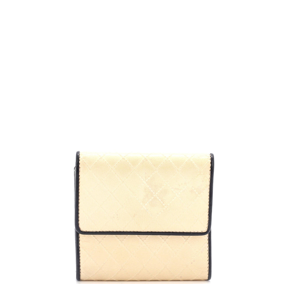 Diamond Stitch CC Trifold Wallet Quilted Calfskin Compact
