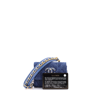 19 Flap Coin Purse With Chain Quilted Denim