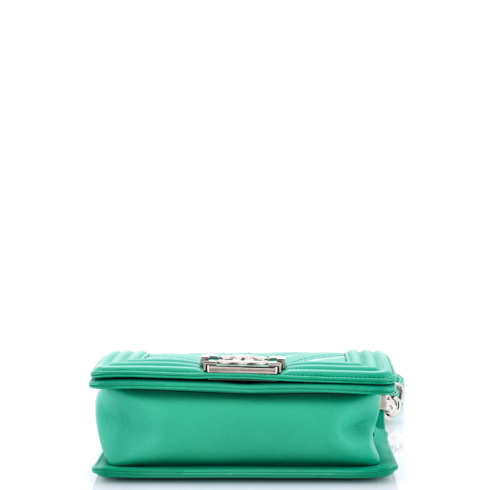 Boy Flap Bag Chevron Lambskin with Holographic PVC Small
