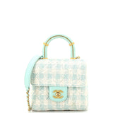 Crush Top Handle Flap Bag Quilted Tweed Mini