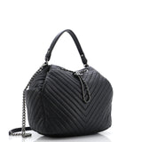 CC Chain Drawstring Bucket Bag Chevron Sheepskin Medium