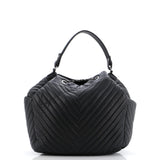 CC Chain Drawstring Bucket Bag Chevron Sheepskin Medium