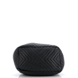 CC Chain Drawstring Bucket Bag Chevron Sheepskin Medium