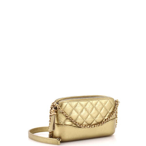 Gabrielle Double Zip Clutch with Chain Quilted Aged Calfskin