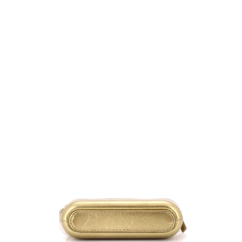 Gabrielle Double Zip Clutch with Chain Quilted Aged Calfskin