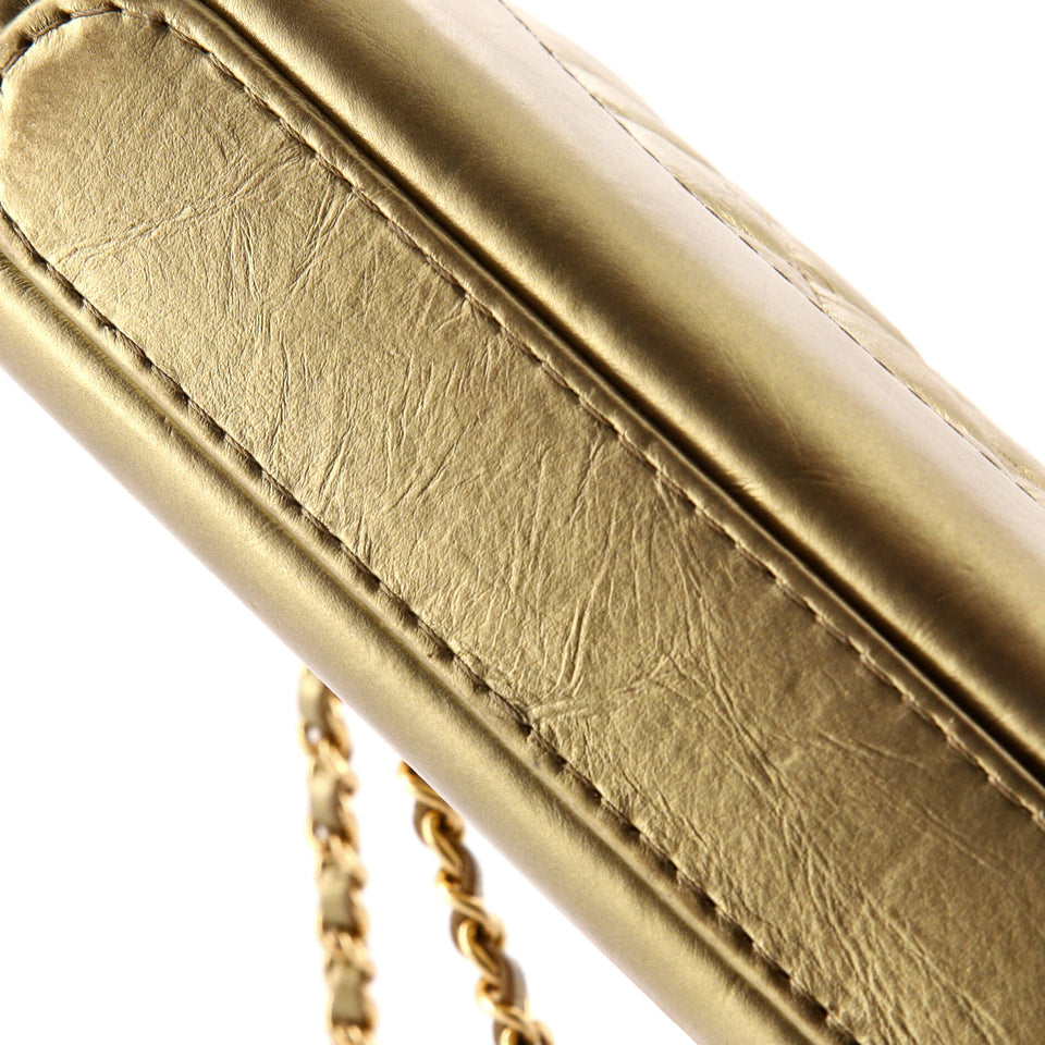 Gabrielle Double Zip Clutch with Chain Quilted Aged Calfskin