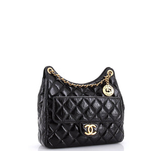 Wavy CC Hobo Quilted Crumpled Calfskin Medium