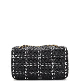 CC Chain Flap Bag Tweed Effect Braided Raffia Medium