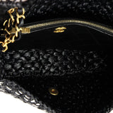 CC Chain Flap Bag Tweed Effect Braided Raffia Medium