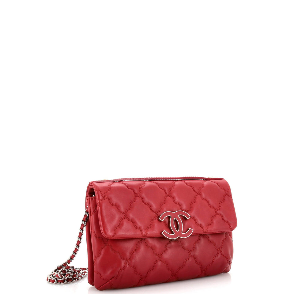 Double Stitch Hamptons Flap Bag Quilted Calfskin Mini