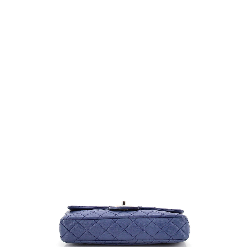 Classic Single Flap Bag Quilted Caviar East West