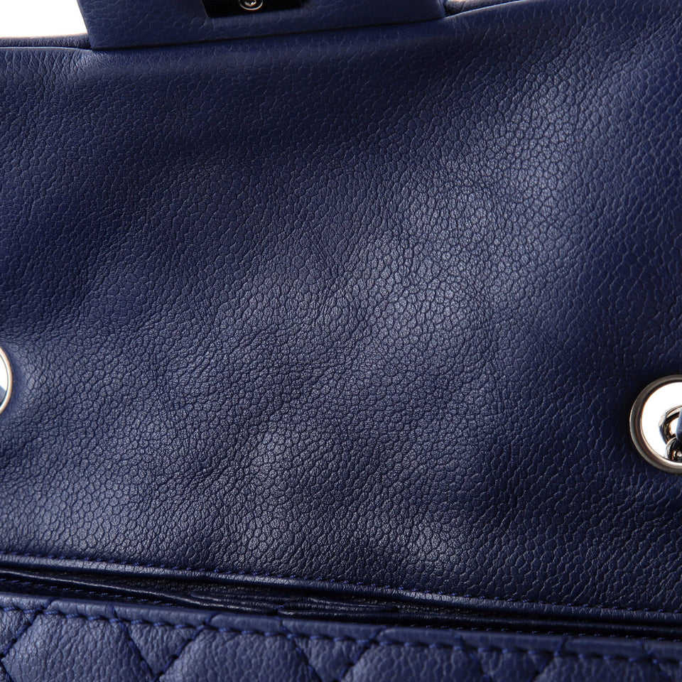 Classic Single Flap Bag Quilted Caviar East West