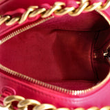 19 Round Clutch with Chain Quilted Leather