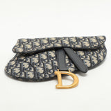 Dior Blue/black Oblique Canvas And Leather Saddle Belt Bag