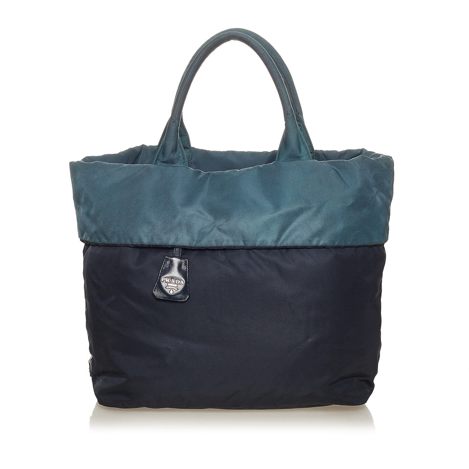 Blue Prada Tessuto Reversible Tote Bag